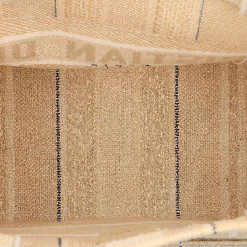 DIOR BOOK TOTE Stripe Canvas Tote Bag Beige Size M