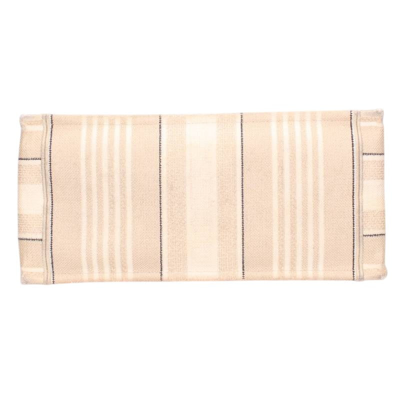 DIOR BOOK TOTE Stripe Canvas Tote Bag Beige Size M