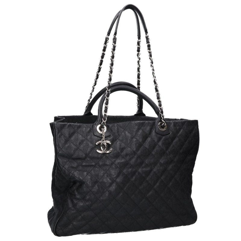 CHANEL Matelassé Black Caviar Tote Bag