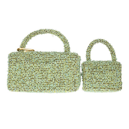 CHANEL Oyako Tweed Pair Handbag Green Multi Size ONE SIZE