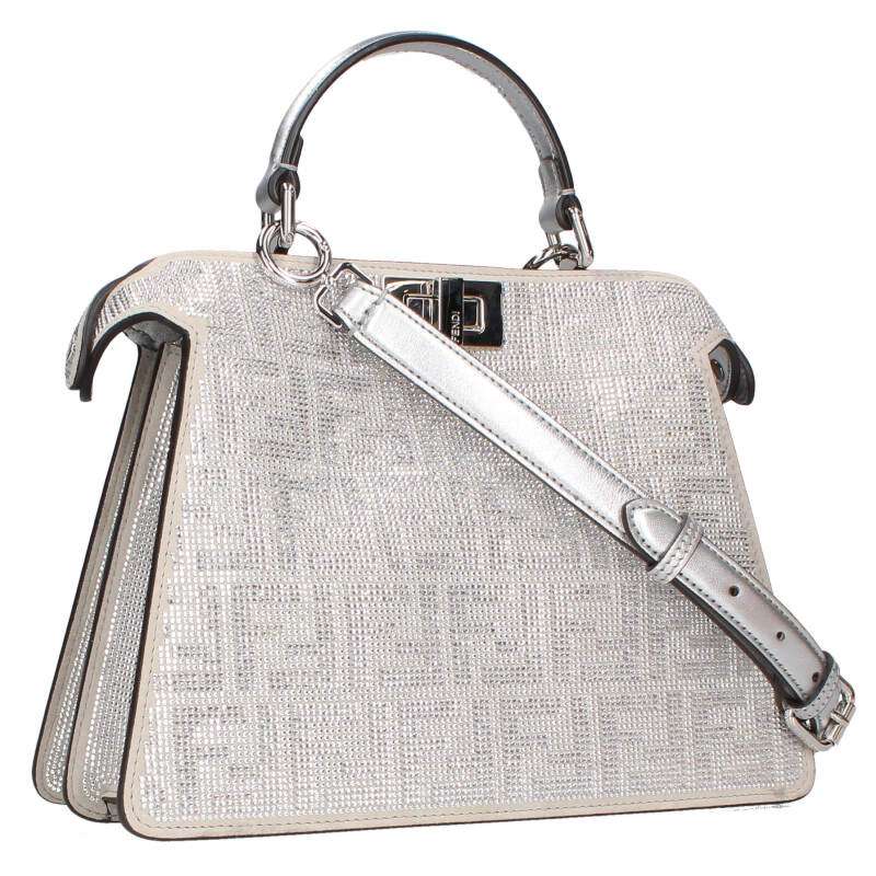 FENDI Peekaboo ISeeU Small FF Crystal Silver Size ONE SIZE