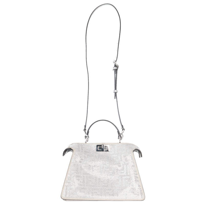 FENDI Peekaboo ISeeU Small FF Crystal Silver Size ONE SIZE