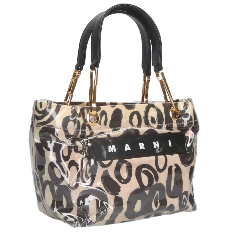 MARNI Vinyl Handbag Beige/Black Size ONE SIZE