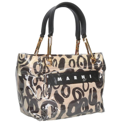 MARNI Vinyl Handbag Beige/Black Size ONE SIZE