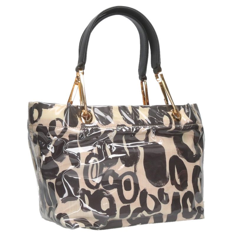 MARNI Vinyl Handbag Beige/Black Size ONE SIZE