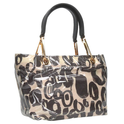 MARNI Vinyl Handbag Beige/Black Size ONE SIZE
