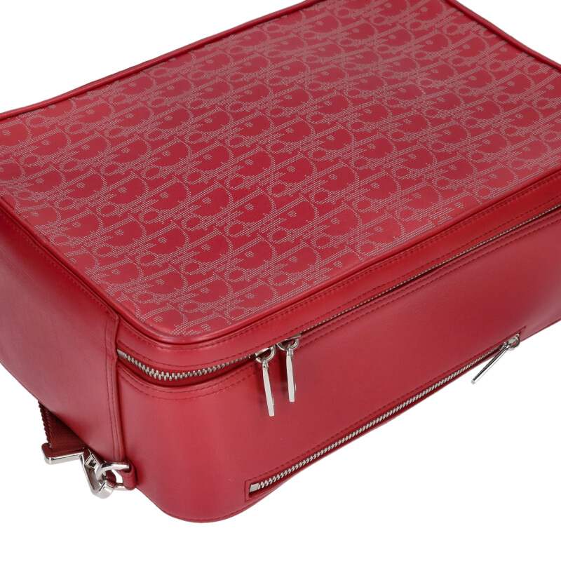 DIOR World Tour Oblique Leather Handbag Red Size ONE SIZE