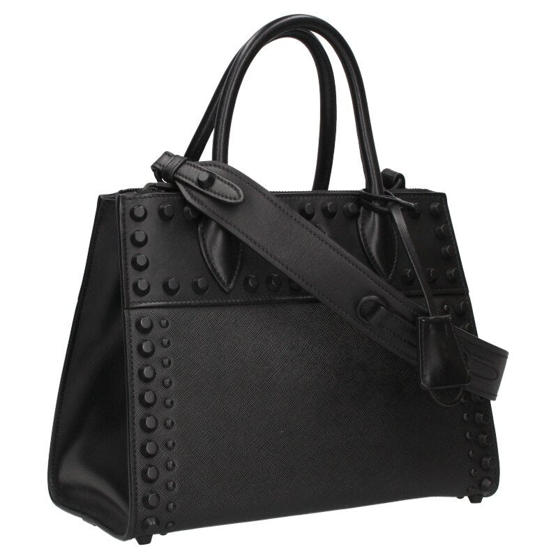 PRADA Paradigm Studded 2WAY Shoulder Bag Black Size ONE SIZE