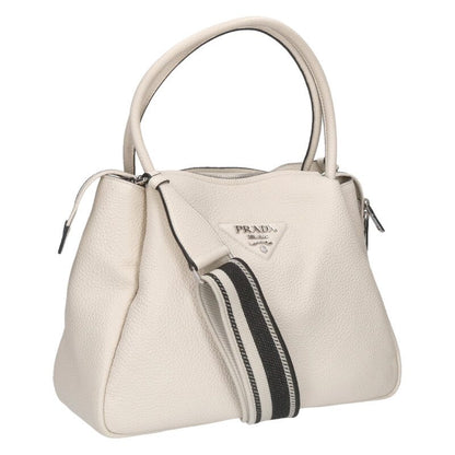 PRADA Logo Strap Vitello Daino 2WAY Bag White Size ONE SIZE