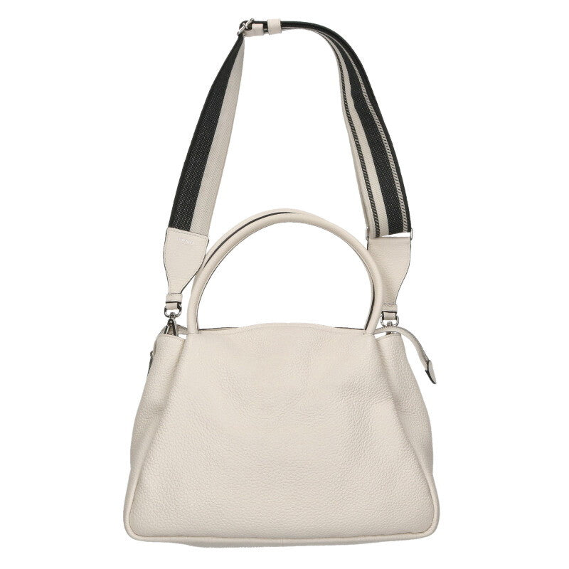 PRADA Logo Strap Vitello Daino 2WAY Bag White Size ONE SIZE