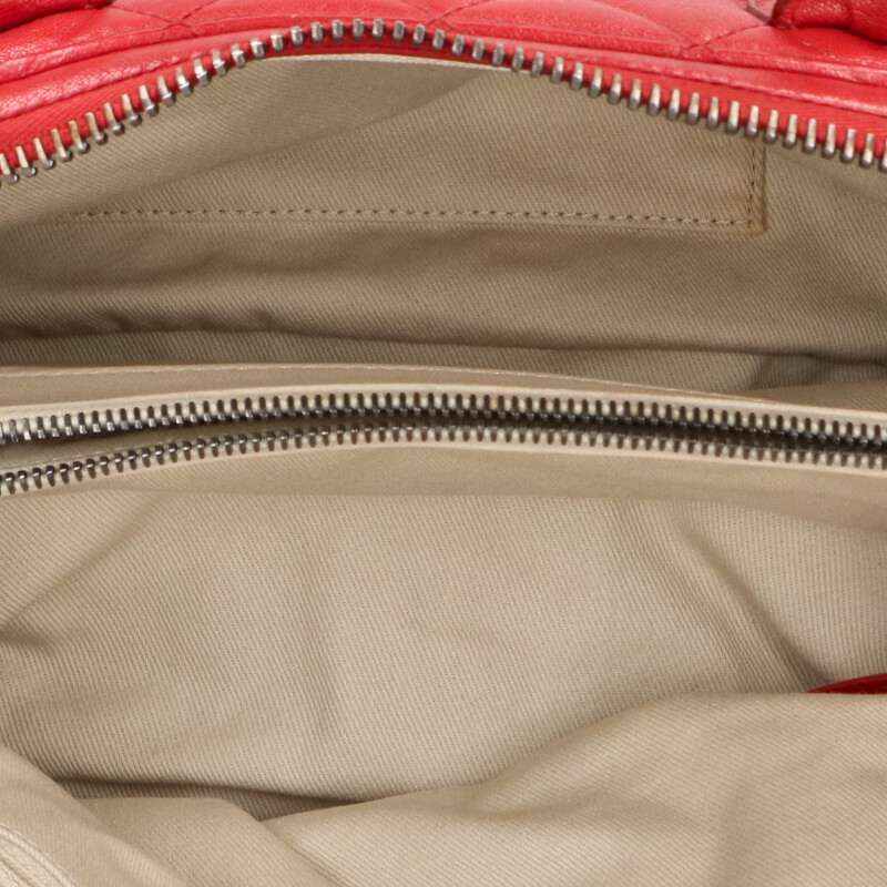 CHANEL Matelasse Lambskin Chain Handbag Red Size ONE SIZE