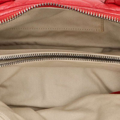 CHANEL Matelasse Lambskin Chain Handbag Red Size ONE SIZE