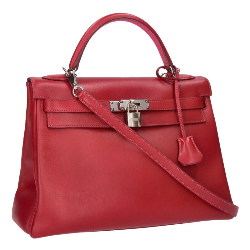 HERMES Kelly Box Calf Leather SV HW Handbag Size ONE SIZE