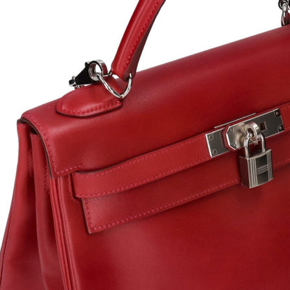 HERMES Kelly Box Calf Leather SV HW Handbag Size ONE SIZE