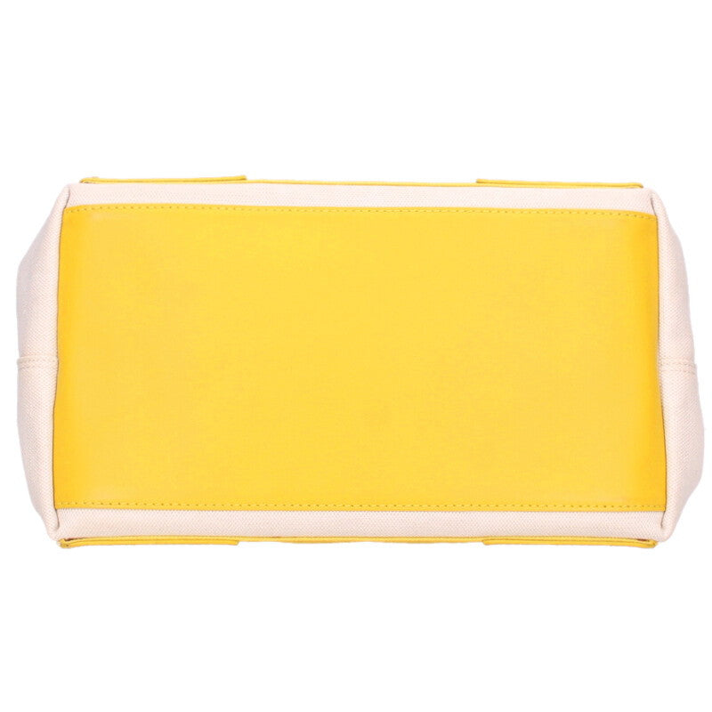 Balenciaga Navy Canvas calfskin handbag White x Yellow One Size