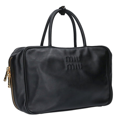 miumiu Logo Embossed Bow Handbag Black Size ONE SIZE