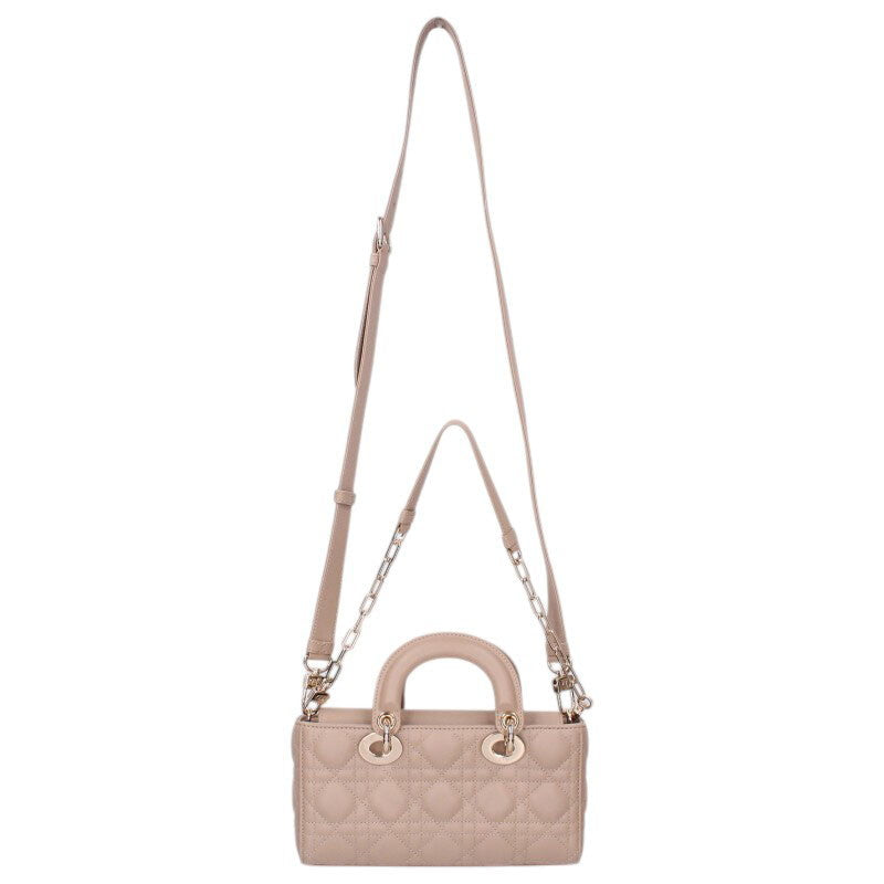 DIOR Lady D-Joy Cannage Lambskin Handbag Beige Size ONE SIZE