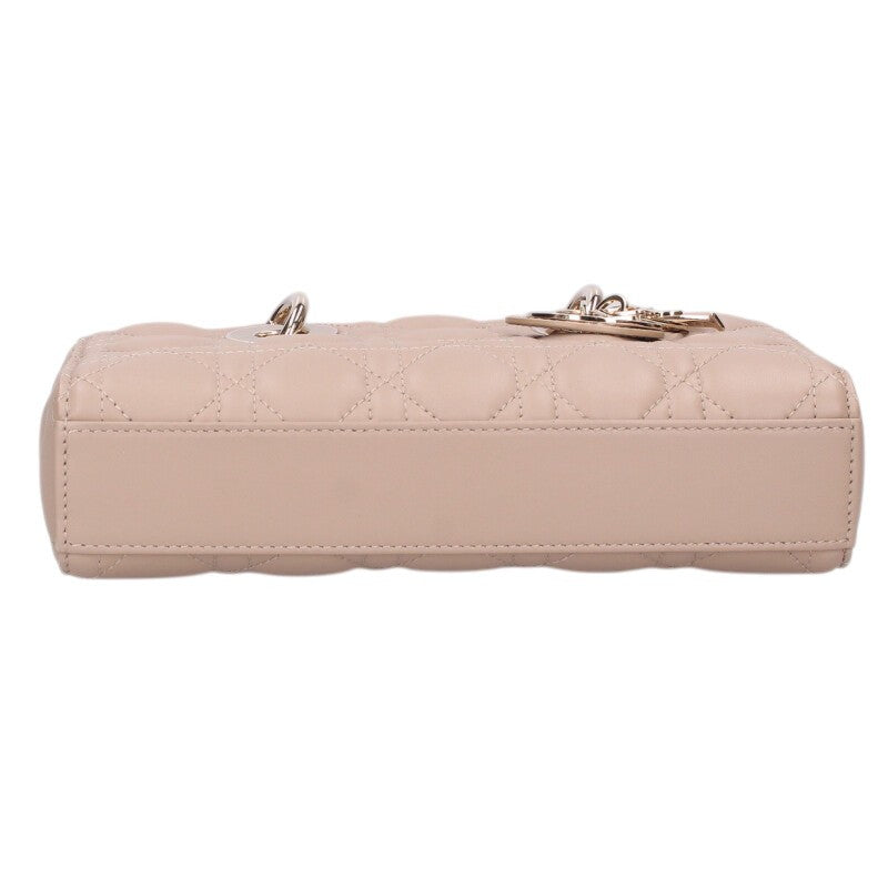 DIOR Lady D-Joy Cannage Lambskin Handbag Beige Size ONE SIZE