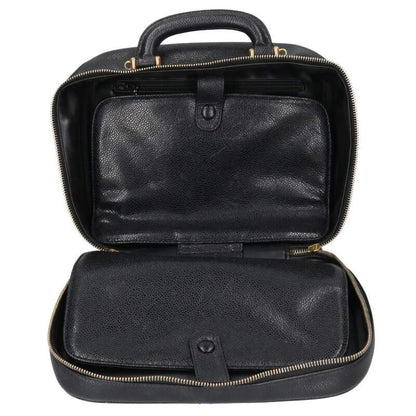 CHANEL CC Caviar Skin 2-Way Vanity Bag Black Size ONE SIZE