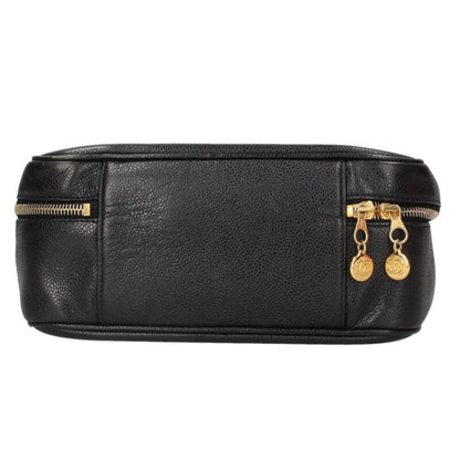 CHANEL CC Caviar Skin 2-Way Vanity Bag Black Size ONE SIZE