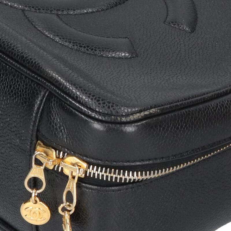 CHANEL CC Caviar Skin 2-Way Vanity Bag Black Size ONE SIZE