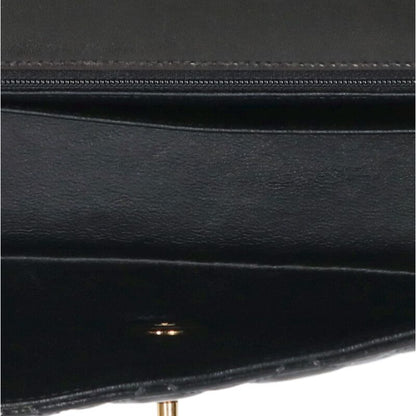 CHANEL Top Handle Leather Handbag Black & Gold Size ONE SIZE