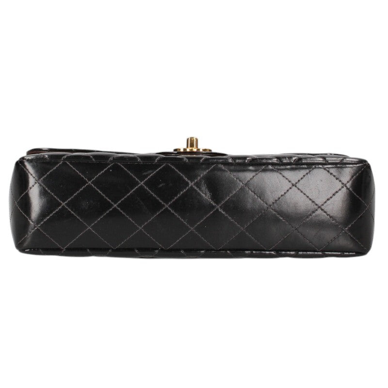 CHANEL Top Handle Leather Handbag Black & Gold Size ONE SIZE
