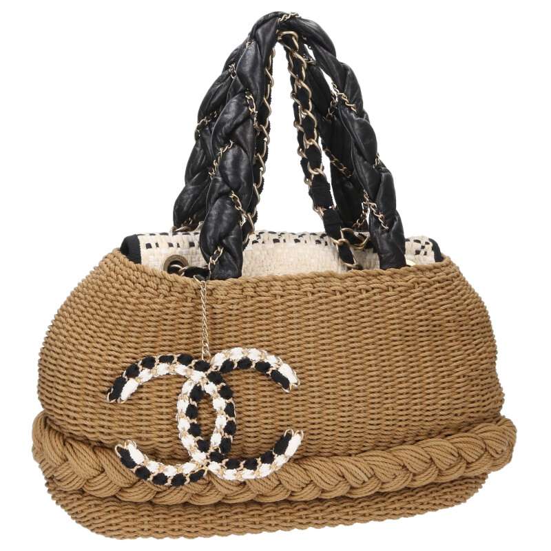 CHANEL Coco Country Raffia Charm Handbag Beige Size ONE SIZE