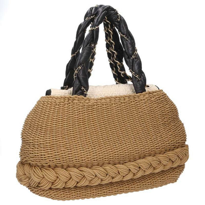 CHANEL Coco Country Raffia Charm Handbag Beige Size ONE SIZE