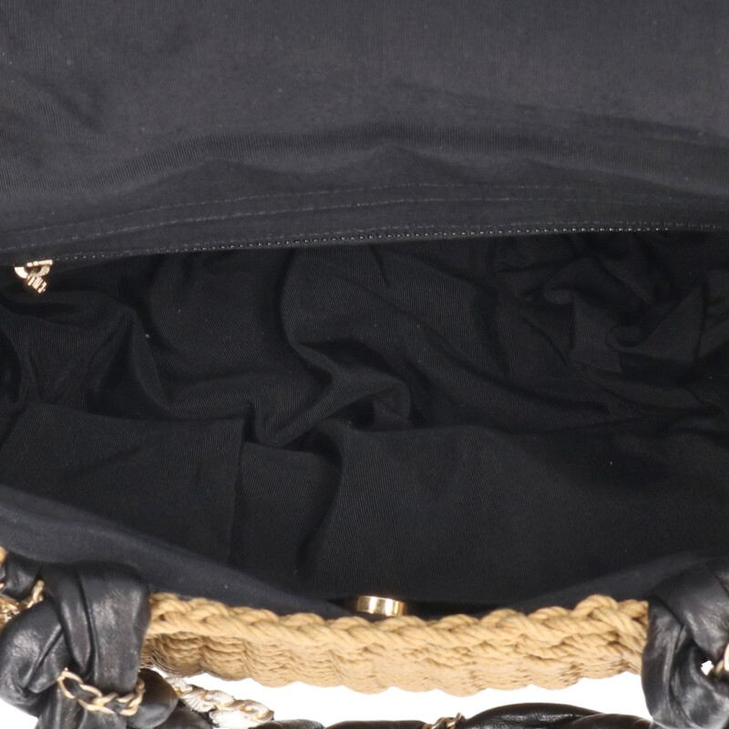 CHANEL Coco Country Raffia Charm Handbag Beige Size ONE SIZE