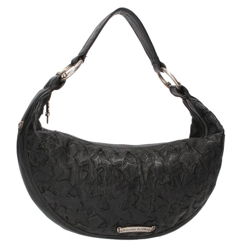 Chrome Hearts Hobo Cross Patch Leather Handbag