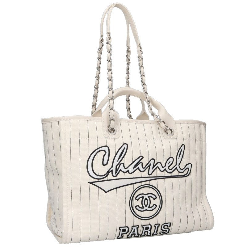 CHANEL Deauville GM Logo Canvas 2-Way Bag Size ONE SIZE