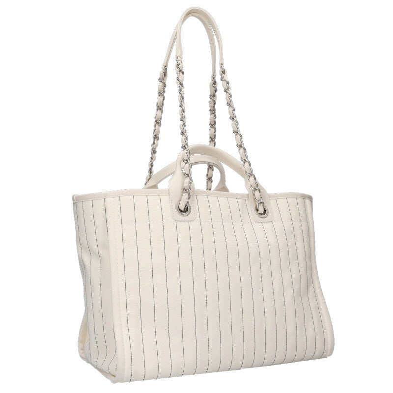 CHANEL Deauville GM Logo Canvas 2-Way Bag Size ONE SIZE