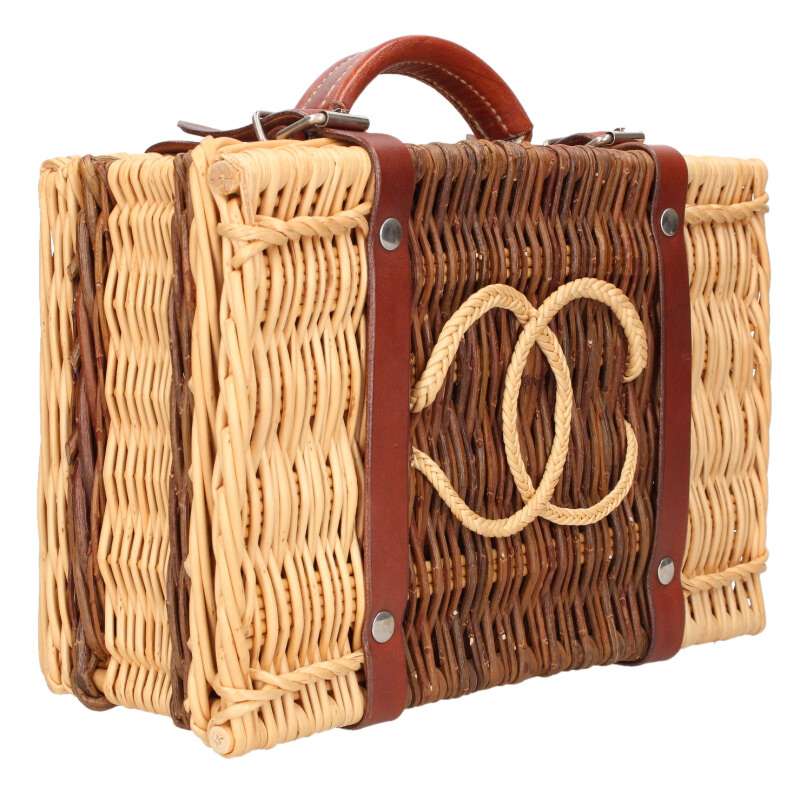 CHANEL Limited Ed Wicker Straw Handbag Beige Size ONE SIZE