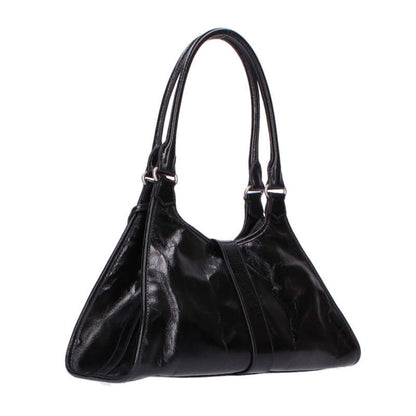 PRADA 1BG563 Medium Leather Hobo Handbag Black Size ONE SIZE