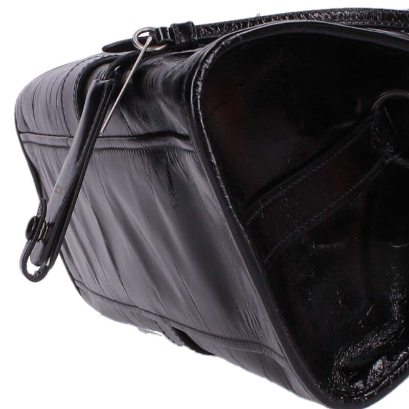 PRADA 1BG563 Medium Leather Hobo Handbag Black Size ONE SIZE