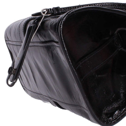 PRADA 1BG563 Medium Leather Hobo Handbag Black Size ONE SIZE