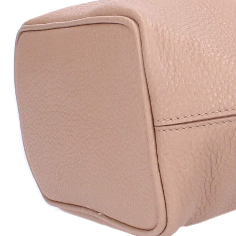 PRADA 1BC278 Logo Leather Handbag Beige Size ONE SIZE