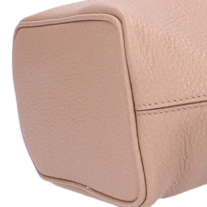 PRADA 1BC278 Logo Leather Handbag Beige Size ONE SIZE