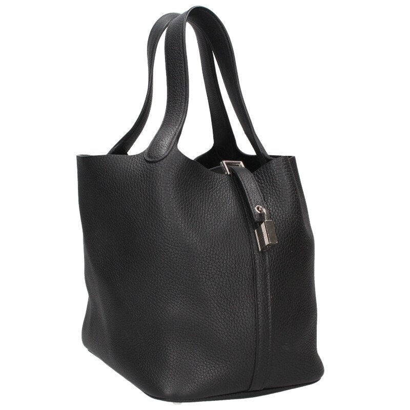 HERMES Picotin Lock MM Clemence Leather Noir Size ONE SIZE