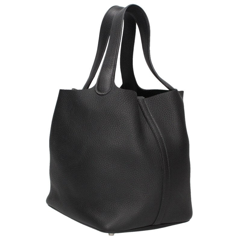 HERMES Picotin Lock MM Clemence Leather Noir Size ONE SIZE