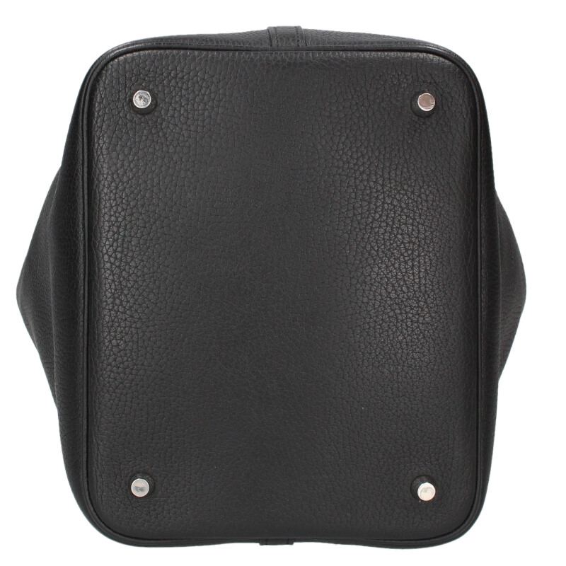 HERMES Picotin Lock MM Clemence Leather Noir Size ONE SIZE