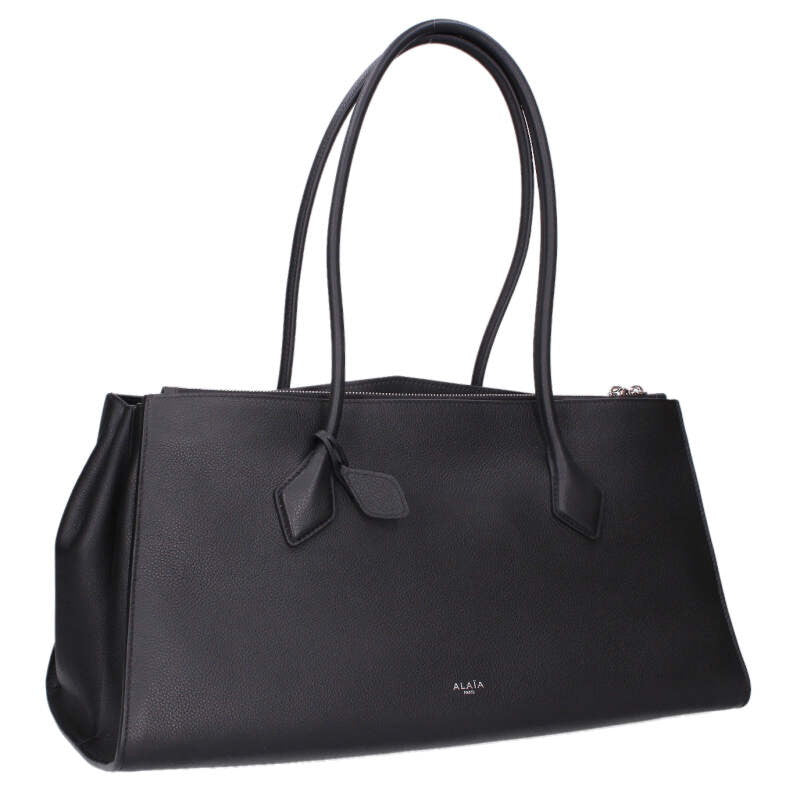 ALAIA Le Teckel Calfskin Handbag Black/Silver Size ONE SIZE