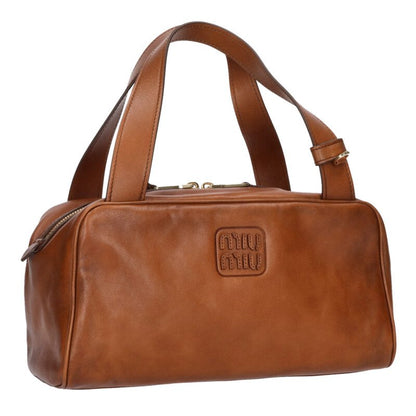 miumiu 5BB182 Top Handle Leather Handbag Brown Size ONE SIZE