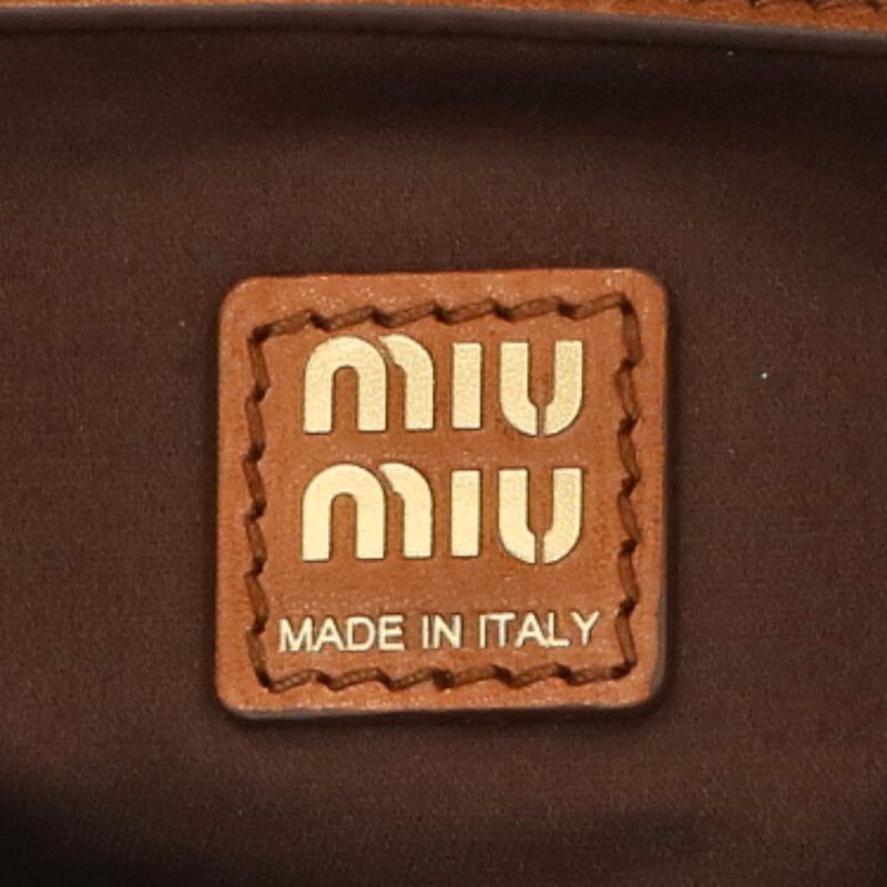 miumiu 5BB182 Top Handle Leather Handbag Brown Size ONE SIZE