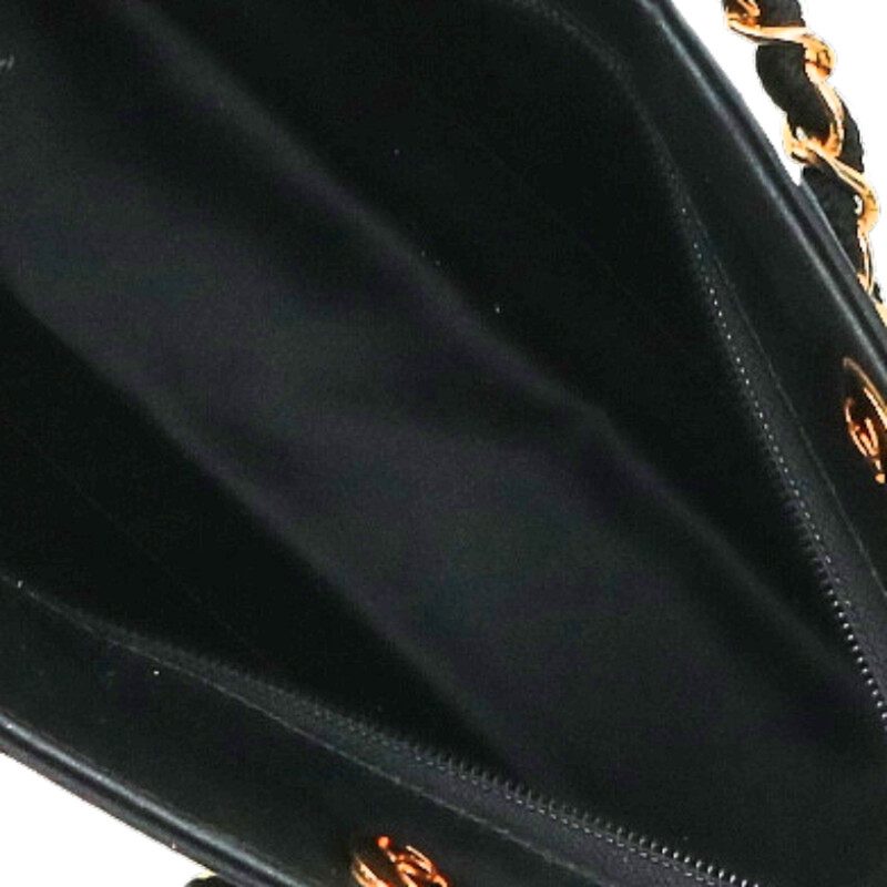 CHANEL Satin Chain Handbag Black Size ONE SIZE