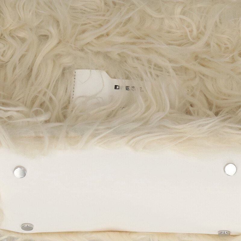 DIESEL Fur Trim Shoulder Handbag White Size ONE SIZE