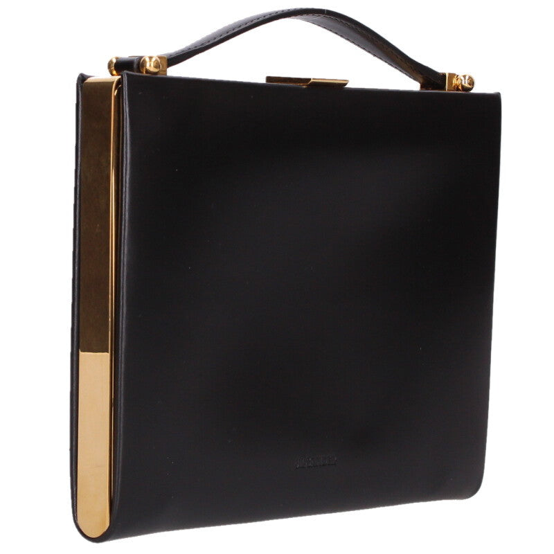 JIL SANDER Logo Embossed Leather Handbag Black Size ONE SIZE