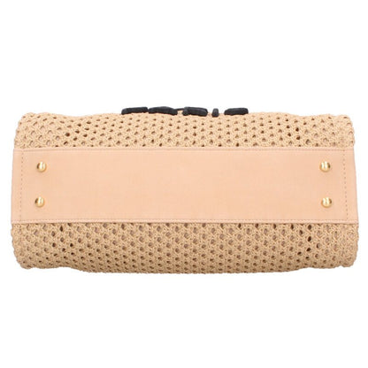 CHANEL Deauville Straw Handbag Beige/Black Size ONE SIZE