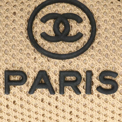 CHANEL Deauville Straw Handbag Beige/Black Size ONE SIZE